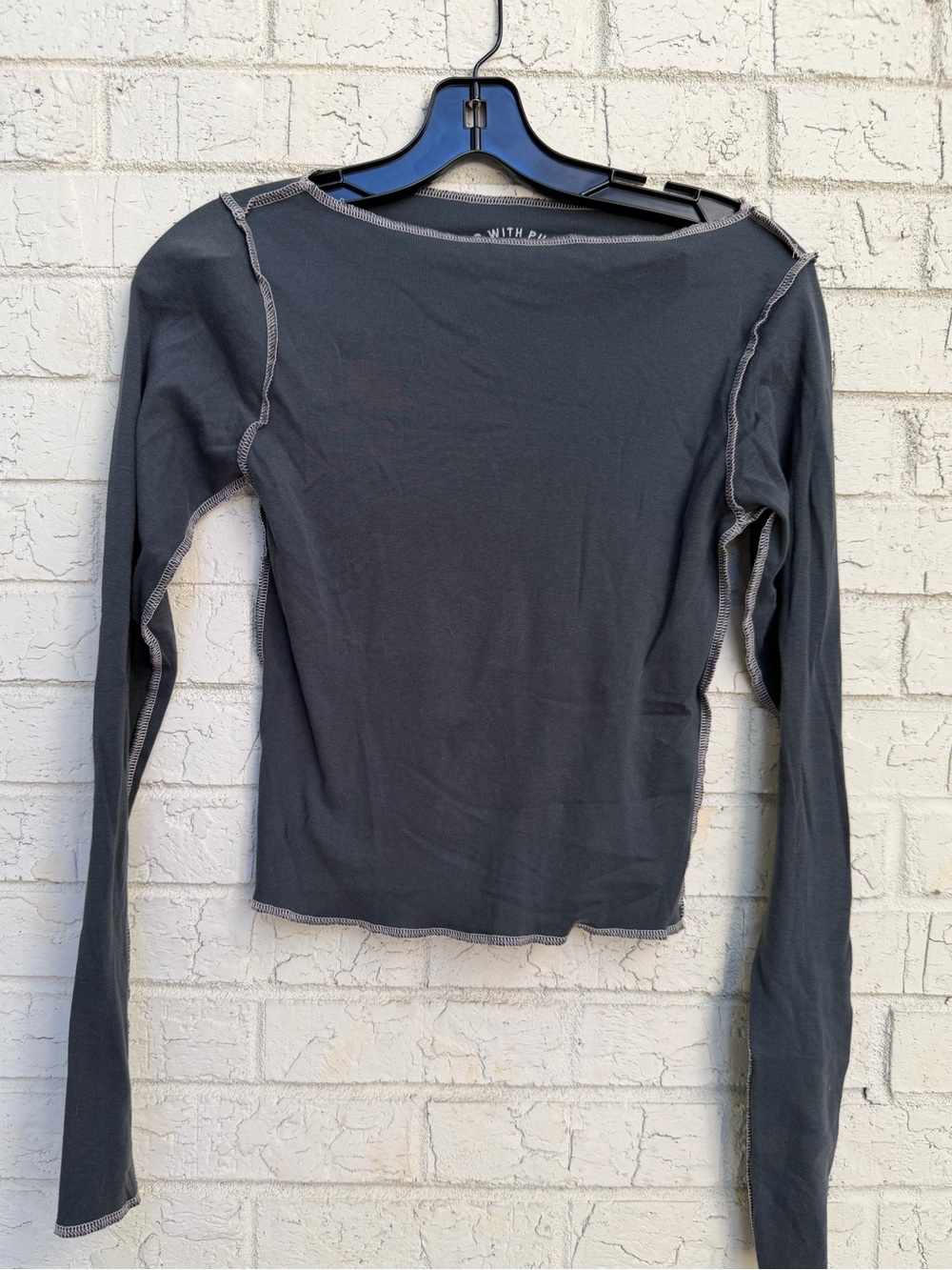 BDG Urban Outfitters Charcoal Contrast Stitch Long Sleeve Top M
